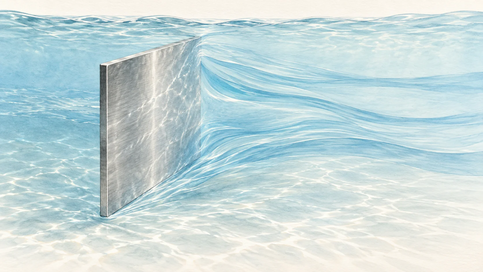 板で押した水は、どこへ動く？を考える概念画